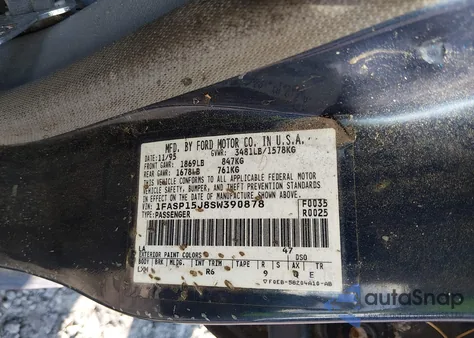 1995 Ford Escort Lx/Sport z USA, uszkodzony, nr VIN 1FASP15J8SW390878